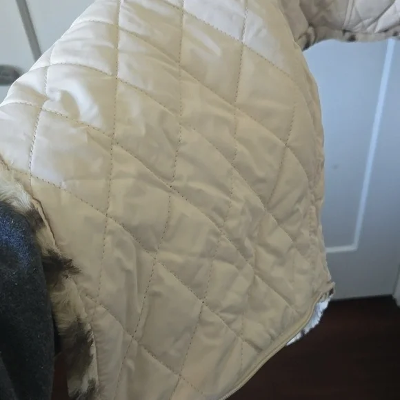 NEW Reversible 2 In 1 Dennis Basso Leopard Print Teddy / Quilted Cream Jacket - Picture 6 of 6